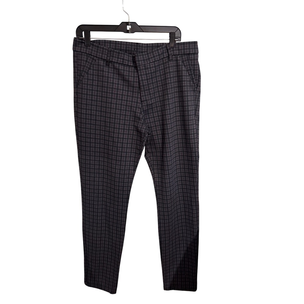 KUT from the Kloth Skinny Plaid Trousers Womens 14 Blue Grey Stretch